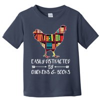 Easily Distracted By Chickens And Books Chicken Book Lover Toddler T-Shirt