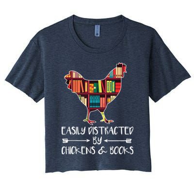 Easily Distracted By Chickens And Books Chicken Book Lover Crop Top