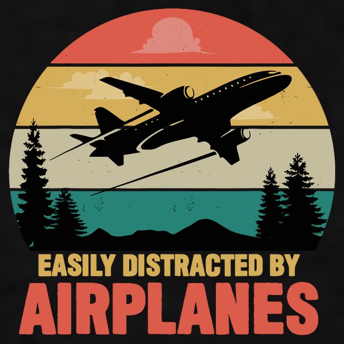 Easily Distracted By Airplanes Lover Retro Funny Pilot Ladies PosiCharge Tri-Blend Wicking Tank