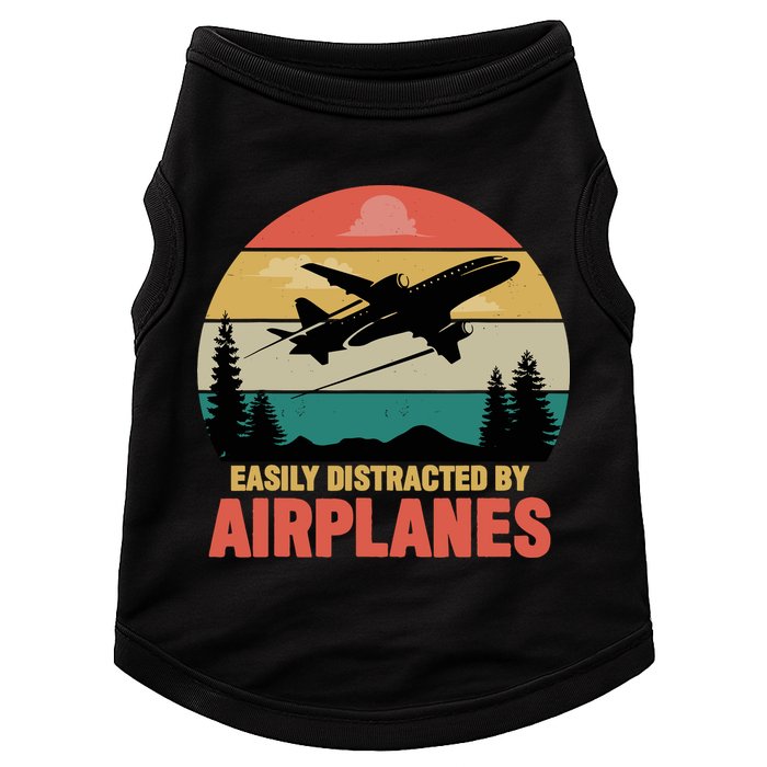 Easily Distracted By Airplanes Lover Retro Funny Pilot Doggie Tank