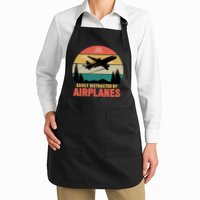 Easily Distracted By Airplanes Lover Retro Funny Pilot Apron
