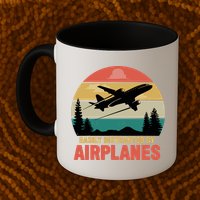 Easily Distracted By Airplanes Lover Retro Funny Pilot Mug