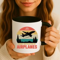 Easily Distracted By Airplanes Lover Retro Funny Pilot Mug