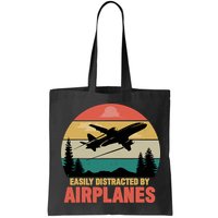 Easily Distracted By Airplanes Lover Retro Funny Pilot Bag