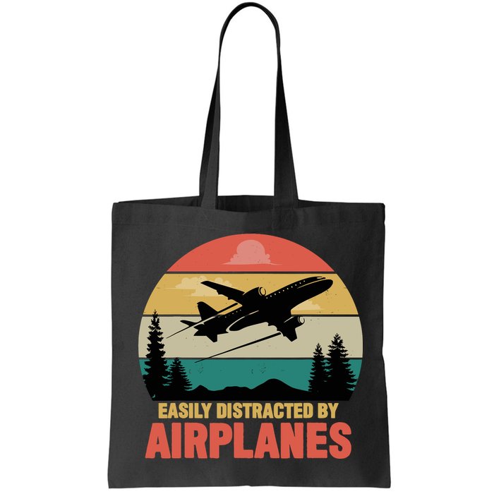 Easily Distracted By Airplanes Lover Retro Funny Pilot Bag