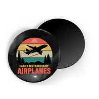 Easily Distracted By Airplanes Lover Retro Funny Pilot Magnet