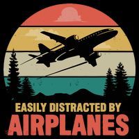 Easily Distracted By Airplanes Lover Retro Funny Pilot Youth Performance Sprint T-Shirt