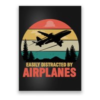 Easily Distracted By Airplanes Lover Retro Funny Pilot Poster