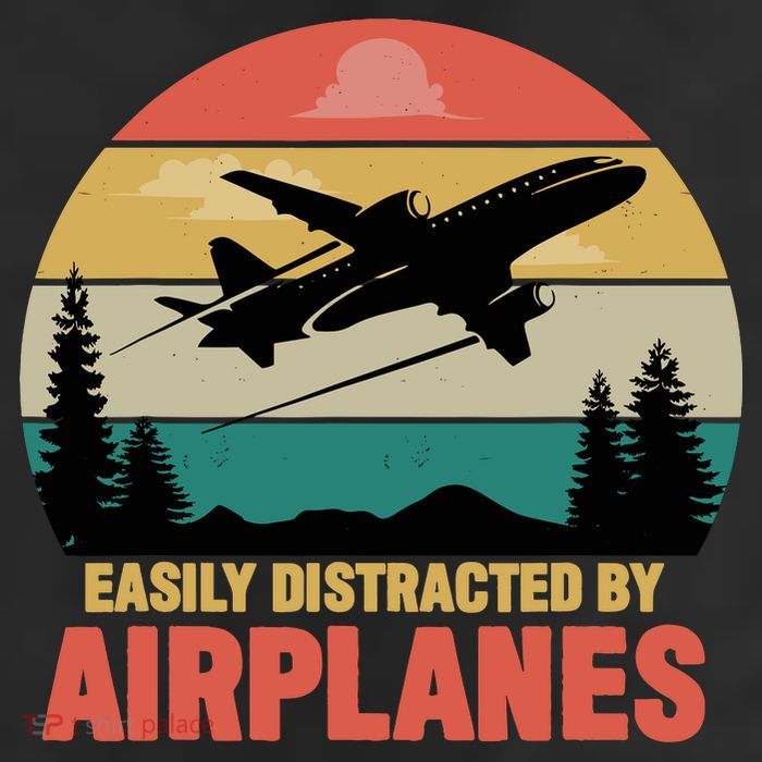 Easily Distracted By Airplanes Lover Retro Funny Pilot 25L Jumbo Tote