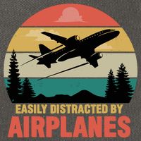 Easily Distracted By Airplanes Lover Retro Funny Pilot Cotton Canvas Backpack