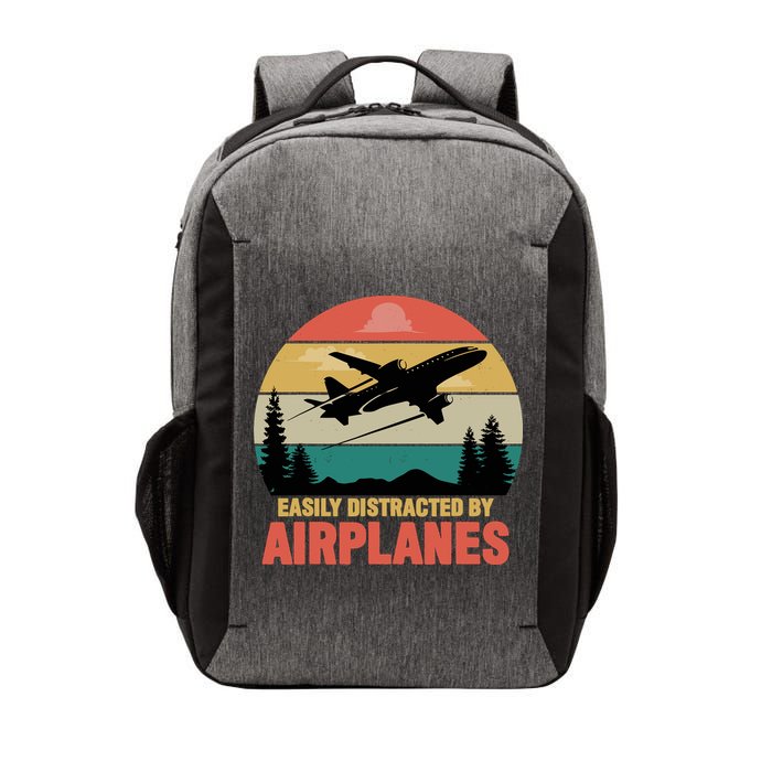 Easily Distracted By Airplanes Lover Retro Funny Pilot Vector Backpack