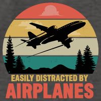 Easily Distracted By Airplanes Lover Retro Funny Pilot Vector Backpack