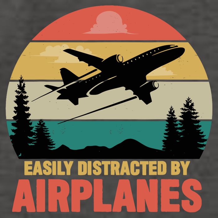 Easily Distracted By Airplanes Lover Retro Funny Pilot Vector Backpack