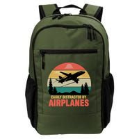 Easily Distracted By Airplanes Lover Retro Funny Pilot Backpack
