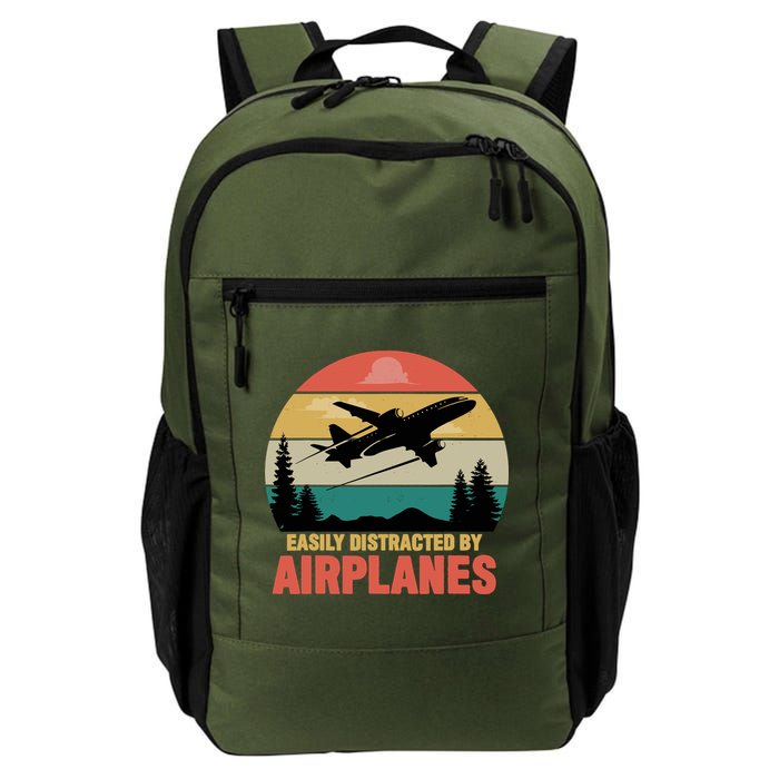 Easily Distracted By Airplanes Lover Retro Funny Pilot Backpack