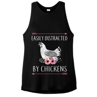 Easily Distracted By Chickens For Chicken Lovers Funny Ladies PosiCharge Tri-Blend Wicking Tank
