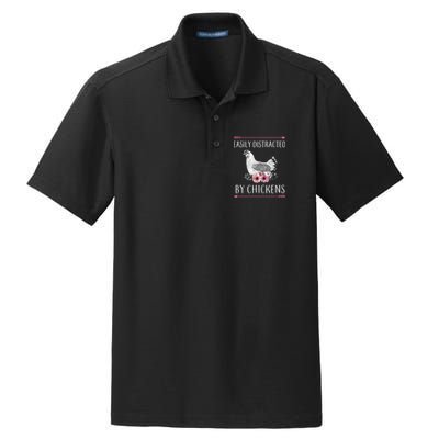 Easily Distracted By Chickens For Chicken Lovers Funny Dry Zone Grid Polo