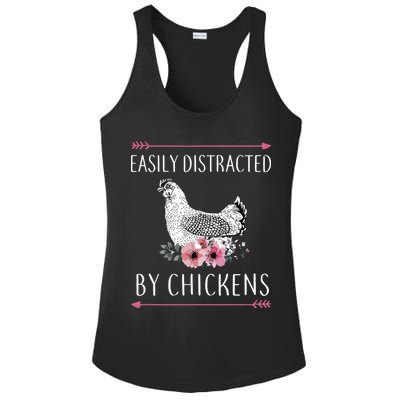 Easily Distracted By Chickens For Chicken Lovers Funny Ladies PosiCharge Competitor Racerback Tank