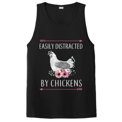 Easily Distracted By Chickens For Chicken Lovers Funny PosiCharge Competitor Tank