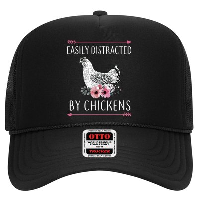 Easily Distracted By Chickens For Chicken Lovers Funny Trucker Hat