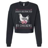 Easily Distracted By Chickens For Chicken Lovers Funny Cropped Pullover Crew