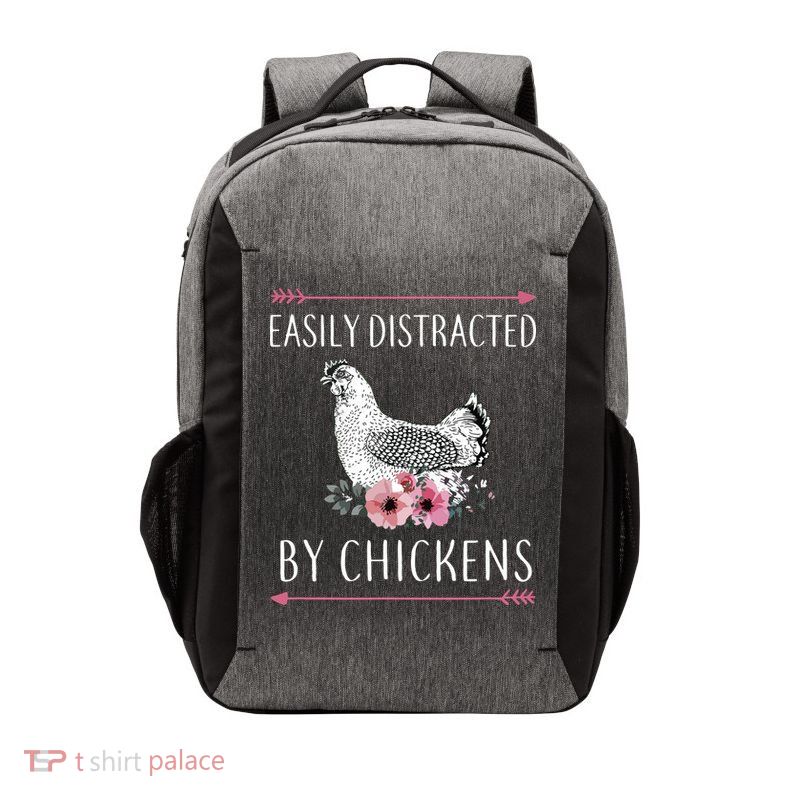 Easily Distracted By Chickens For Chicken Lovers Funny Vector Backpack