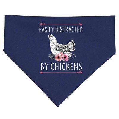 Easily Distracted By Chickens For Chicken Lovers Funny USA-Made Doggie Bandana