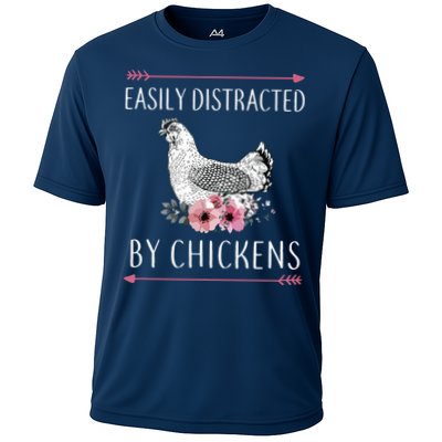 Easily Distracted By Chickens For Chicken Lovers Funny Performance Shirt