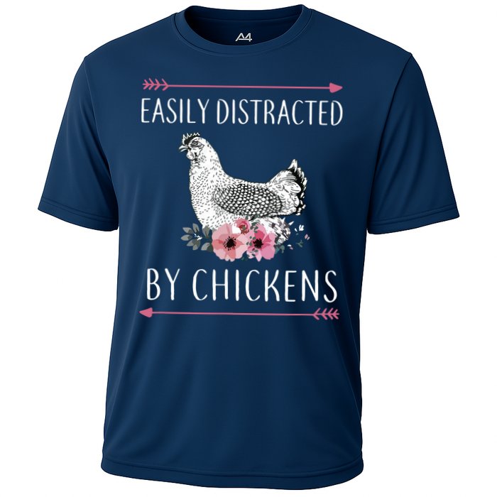 Easily Distracted By Chickens For Chicken Lovers Funny Performance Shirt