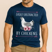 Easily Distracted By Chickens For Chicken Lovers Funny Performance Shirt
