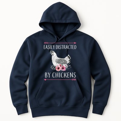 Easily Distracted By Chickens For Chicken Lovers Funny Hoodie