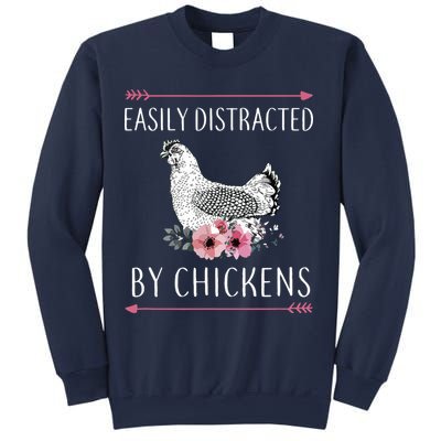 Easily Distracted By Chickens For Chicken Lovers Funny Sweatshirt