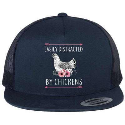 Easily Distracted By Chickens For Chicken Lovers Funny Flatbill Hat