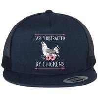 Easily Distracted By Chickens For Chicken Lovers Funny Flatbill Hat