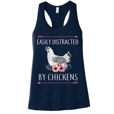 Easily Distracted By Chickens For Chicken Lovers Funny Womens Tank Top