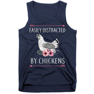 Easily Distracted By Chickens For Chicken Lovers Funny Tank Top