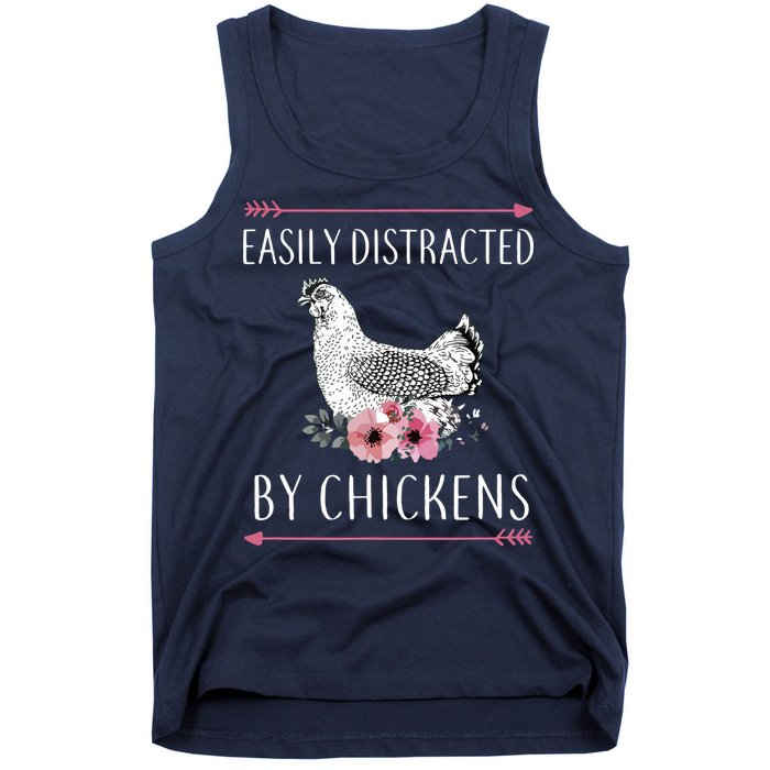 Easily Distracted By Chickens For Chicken Lovers Funny Tank Top