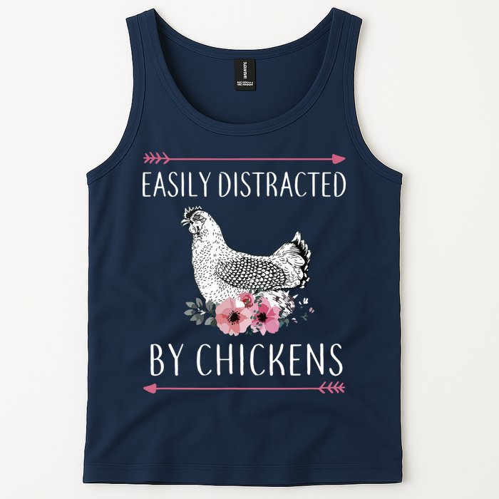 Easily Distracted By Chickens For Chicken Lovers Funny Tank Top