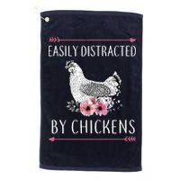 Easily Distracted By Chickens For Chicken Lovers Funny Golf Towel