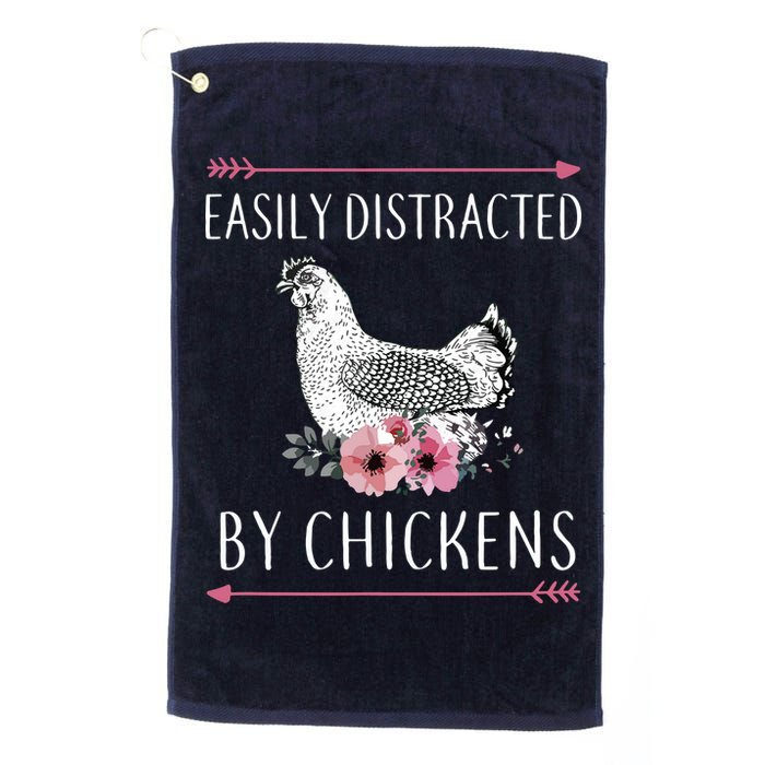 Easily Distracted By Chickens For Chicken Lovers Funny Golf Towel