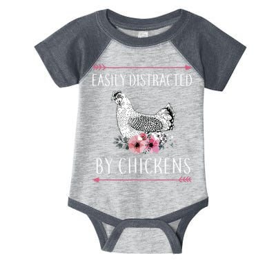 Easily Distracted By Chickens For Chicken Lovers Funny Infant Baby Jersey Bodysuit