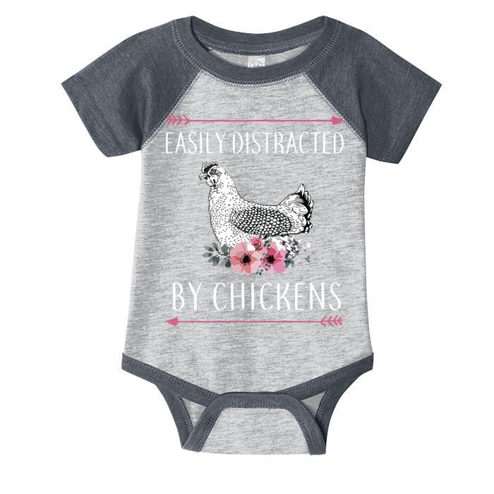 Easily Distracted By Chickens For Chicken Lovers Funny Infant Baby Jersey Bodysuit