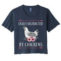 Easily Distracted By Chickens For Chicken Lovers Funny Crop Top