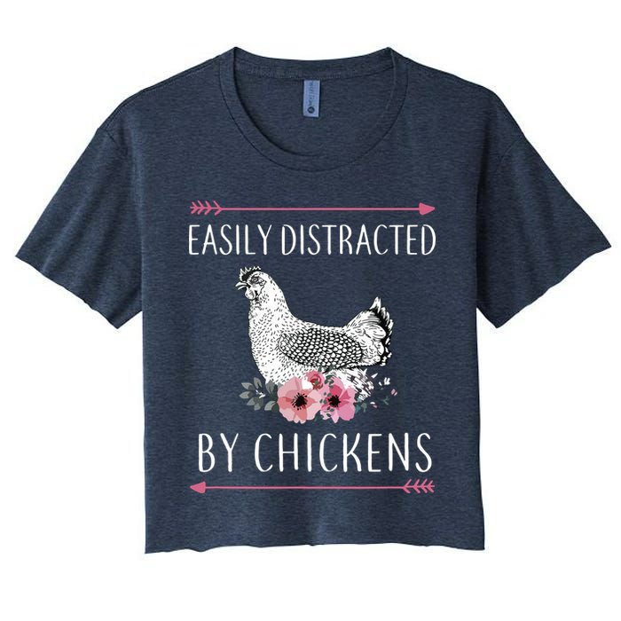 Easily Distracted By Chickens For Chicken Lovers Funny Crop Top