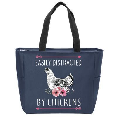 Easily Distracted By Chickens For Chicken Lovers Funny Zip Tote Bag