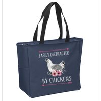 Easily Distracted By Chickens For Chicken Lovers Funny Zip Tote Bag