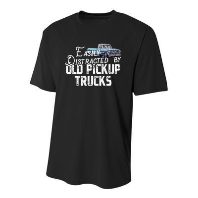 Easily Distracted By Old Pickup Trucks Cute Trucker Youth Performance Sprint T-Shirt