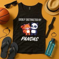 Easily Distracted By Pandas Cute Red Panda And Panda Tank Top