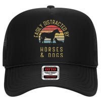 Easily distracted by horses and dogs I like heart horse dog High Crown Mesh Back Trucker Hat