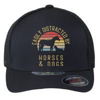 Easily distracted by horses and dogs I like heart horse dog Flexfit Unipanel Trucker Cap